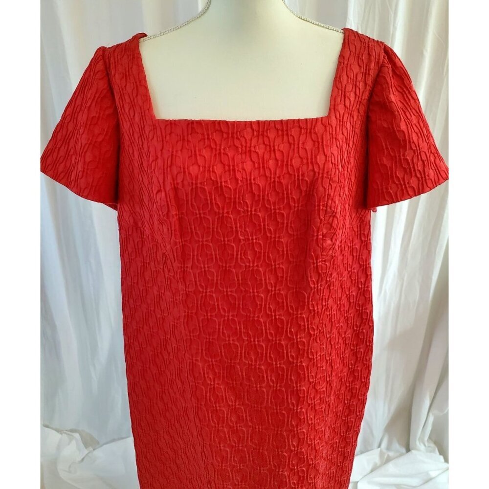 Adrianna Papell Puff Sleeve Textured Women's 18W Knee Length Dress Feminine - Picture 3 of 12